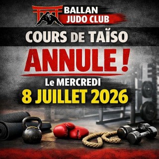 Image de l'actu 'Le cours de Taïso du mercredi 8 juillet 2026 est annulé'