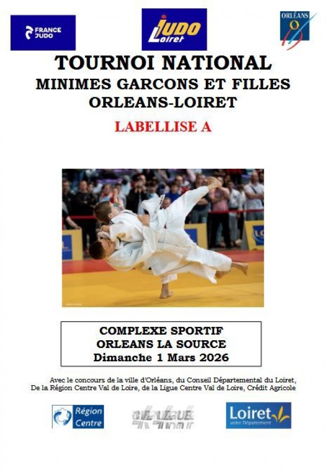 Image de l'actu 'Tournoi National minimes label A à Orléans le 1er mars 2026'