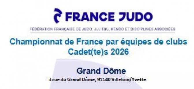 Image de l'actu 'Championnat de France par équipe cadets à Villebon-sur-Yvette (91) samedi 2 mai 2026'
