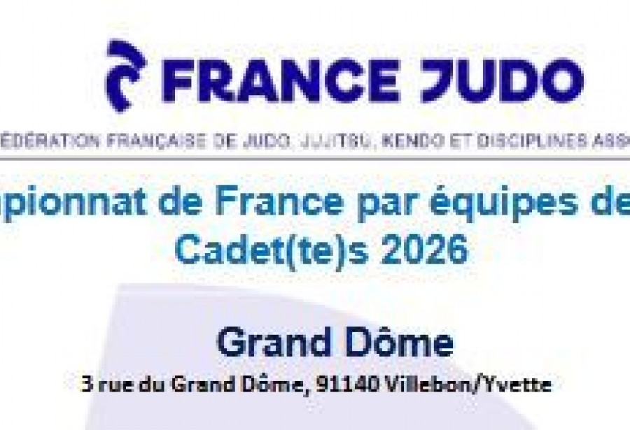 Championnat de France par équipe cadets à Villebon-sur-Yvette (91) samedi 2 mai 2026
